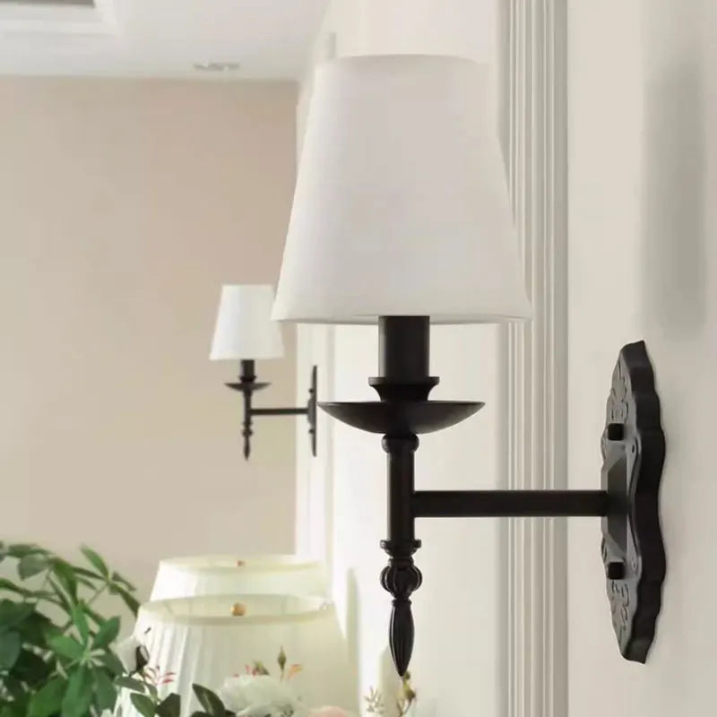 Axyaa Black Iron Wall Lamp for Retro Style Rooms