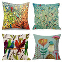 Axyaa Bird Flower Linen Pillowcase Sofa Cushion Cover Home 40x40-60x60