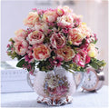 Axyaa Ceramic Vase & Flower Arrangement Set - Home Decor Crafts