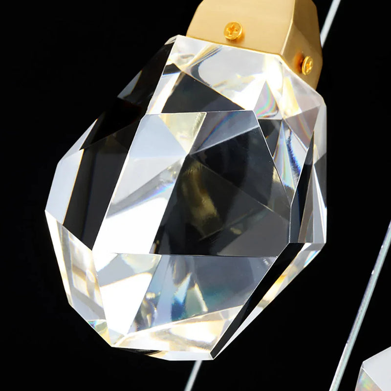 Axyaa LED Crystal Chandelier Staircase Pendant Lamp for Living Room - Modern Indoor Lighting Fixtures