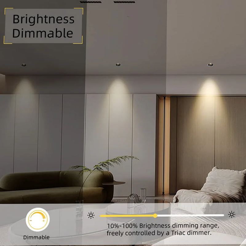 Axyaa 7W Frameless LED Downlight for Ceiling, CRI97, Dimmable, Anti-glare, 8cm Cutout