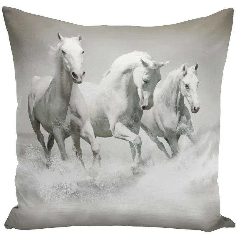 Animal Horse Printed Cushion Cover by Axyaa - Sofa Decor Pillowcase