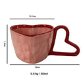 Axyaa Heart Ceramic Coffee Cup 300ml Striped Latte Mug - Exquisite Home Drinkware