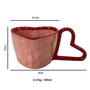 Axyaa Heart Ceramic Coffee Cup 300ml Striped Latte Mug - Exquisite Home Drinkware