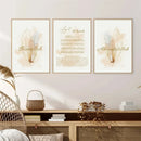 Axyaa Boho Beige Islamic Feather Gold Ayat Al Kursi Quran Canvas Painting