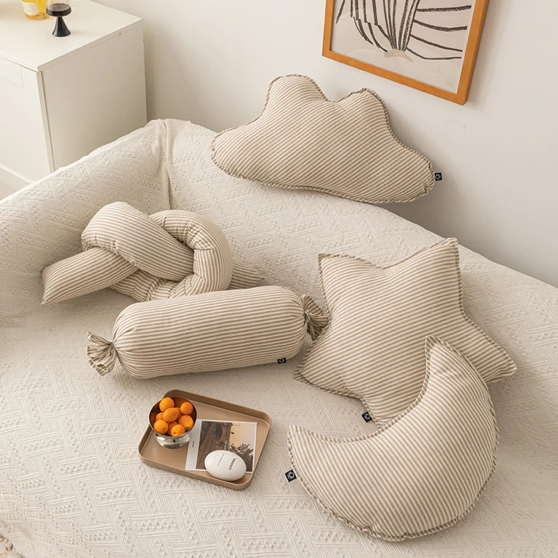 Axyaa Cloud Star Knot Sugar Moon Cushion: Soft Decor Pillow for Kids Room, Party, Sofa