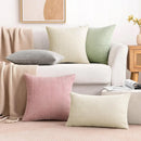 Axyaa Corduroy Striped Pillow Covers Army Green 18x18 - Super Soft Boho Decor for Couch