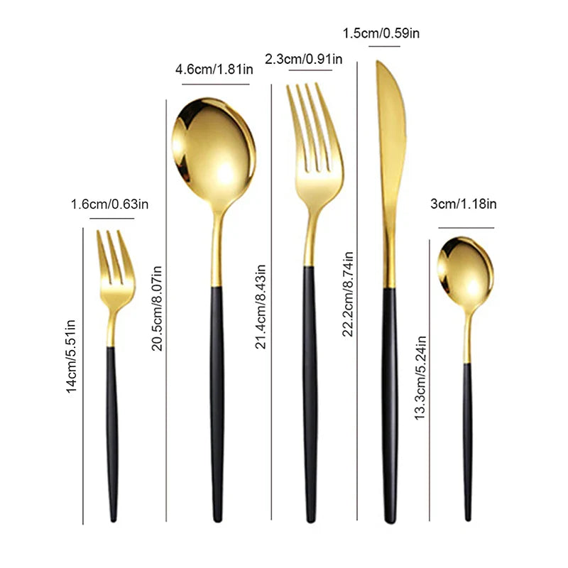Axyaa Gold Western Tableware Set: 6pcs/30pcs Stainless Steel Knife, Fork, Spoon