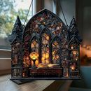 Axyaa Gothic House Window Pendant Wall Ornament with Book & Lantern Design