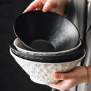 Axyaa Stone Pattern Ceramic Pasta Soup Salad Dessert Bowl Tableware Collection