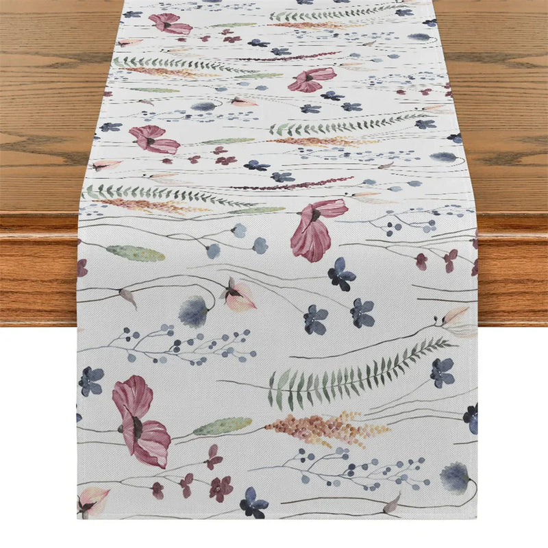 Axyaa Yellow Leaf Plant Table Runner | Chinese Style Floral Table Decor