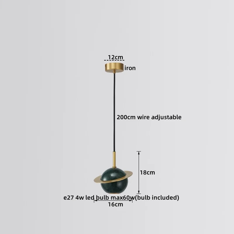 Axyaa Copper Marble LED Pendant Light Modern Design for Dining Living Room