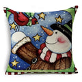 Axyaa Christmas Santa Snowman Pillowcase - Linen Cushion Cover 18*18 inch