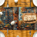 Axyaa Halloween Castle Cat Table Runner Kitchen Dining Decoration