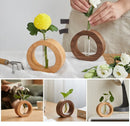 Axyaa Wood Decoration Hydroponic Mini Glass Vase for Living Room Flower Arrangement