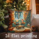 Axyaa Santa & Sleigh Print Pillow Cover for Sofa, Bedroom, Car - Christmas-Themed