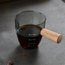 Axyaa Glass Espresso Milk Pitcher with Wood Handle