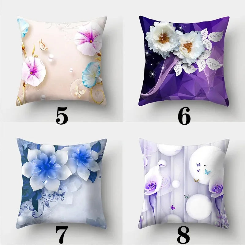 Axyaa Retro Flowers Pillowcase 45cmX45cm Square Sofa Cushion Cover