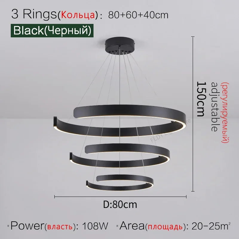 Axyaa Circular C-shaped Pendant Light for Modern Living Room & Dining Room