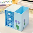 Axyaa Kawaii Desk Pen Holder & Organizer Box - Multifunctional Desktop Storage Organizing