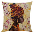 Axyaa African Women Style Linen Pillow Cover 45x45cm
