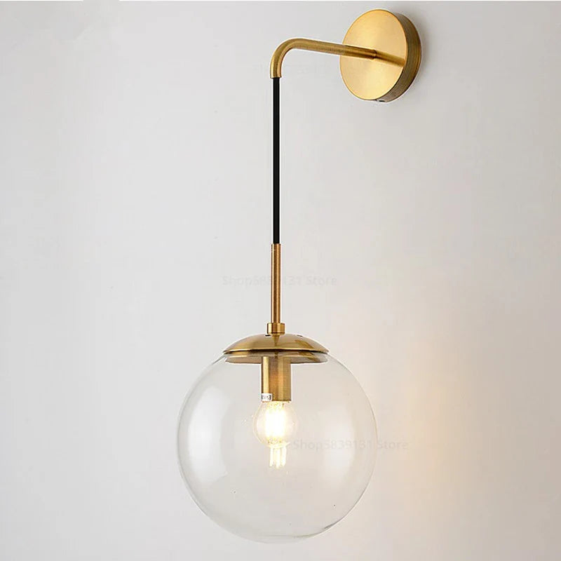 Axya Nordic Glass Ball LED Wall Lamp - Vintage Modern Design for Home Decor