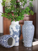 Axyaa Blue White Retro Vase: New Chinese Advanced Flower Feeling Device