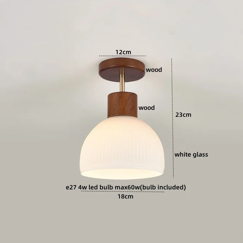 Axyaa Modern Wood Glass LED Ceiling Light for Kitchen Living Room Decor