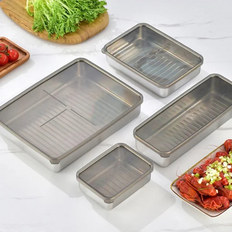 Axyaa Stainless Steel Food Preservation Container for Kitchen Refrigerator Storage