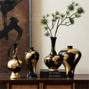 Axyaa Gold Foil Ceramic Vase for Flower Arrangement and Room Decor