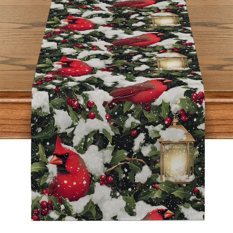 Axyaa Christmas Berry Table Runner: Elegant Dining Decor for Indoor & Outdoor Tables