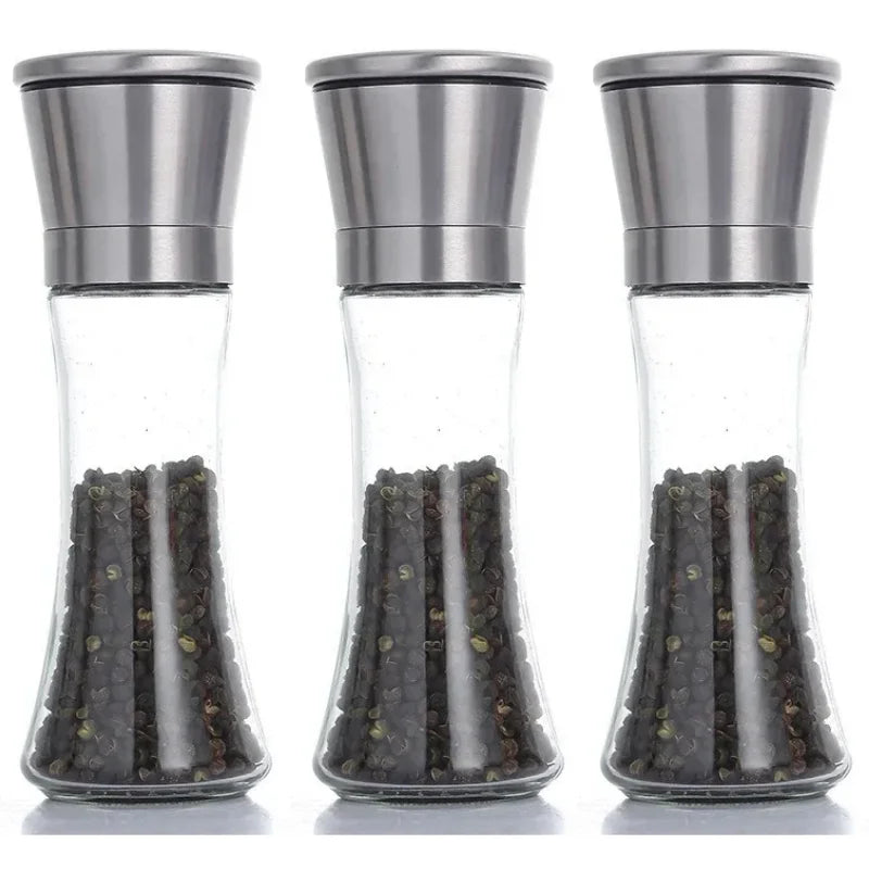 Axyaa Stainless Steel Glass Spice Bottle Grinder Mill Kitchen Gadget