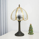 Axyaa 8-Inch Glass Shade Lamp with Bronzed Base, Four-leaf Clover Design for Indoor Lighting