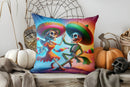 Axyaa Halloween Skeleton Witch Motorcycle Pattern Cushion Cover for Sofa Bedroom Car