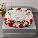 Axyaa Red & White Rose Cluster Bed Sheet & Pillowcase Three-Piece Set