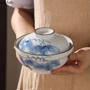 Axyaa Floral Ceramic Soup Bowl with Lid - Versatile Ramen Noodle & Salad Bowl