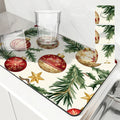 Axyaa Christmas Dish Drying Mat - Heat Resistant Non-slip Kitchen Counter Pad
