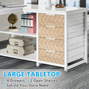 Axyaa L-Shaped Computer Desk with Storage Drawers and Shelves