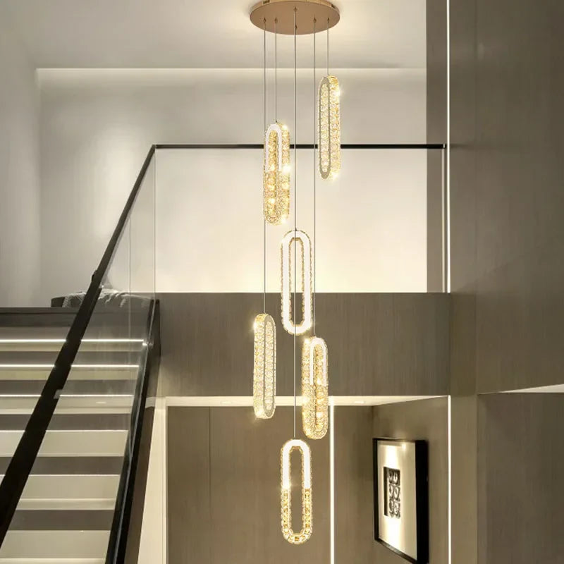 Axyaa Gold Crystal LED Chandelier: Modern Luxury Pendant Light