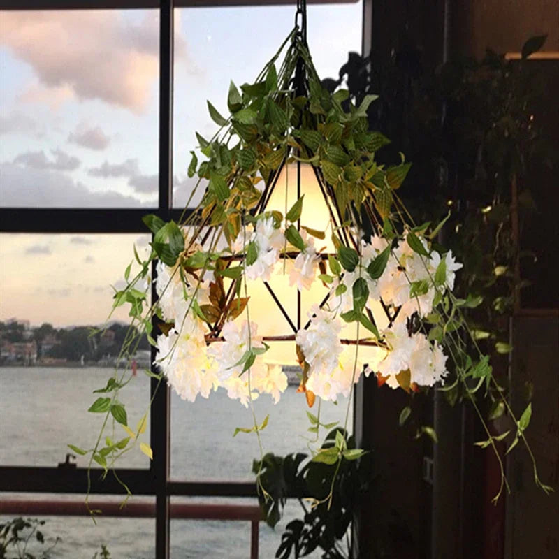 Axyaa White Cherry Blossoms Chandelier: Industrial Style Lighting for Music Restaurant