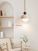 Axyaa Yellow Travertine Chandelier: Wabi-sabi Nordic Bedside Pendant Lights