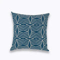 Axyaa Navy/White Embroidered Quatrefoil Pillow Cover 45x45cm Square Canvas Cotton