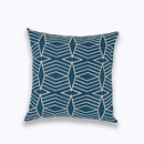 Axyaa Navy/White Embroidered Quatrefoil Pillow Cover 45x45cm Square Canvas Cotton