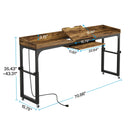 Axyaa Adjustable Overbed Table for Queen Size Bed with Tilt Stand & Outlets