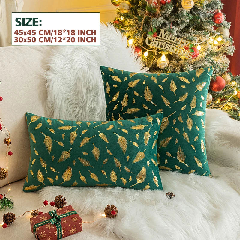 Axyaa Christmas Printed Plush Pillow Cover 45x45 - Stylish Sofa Decor