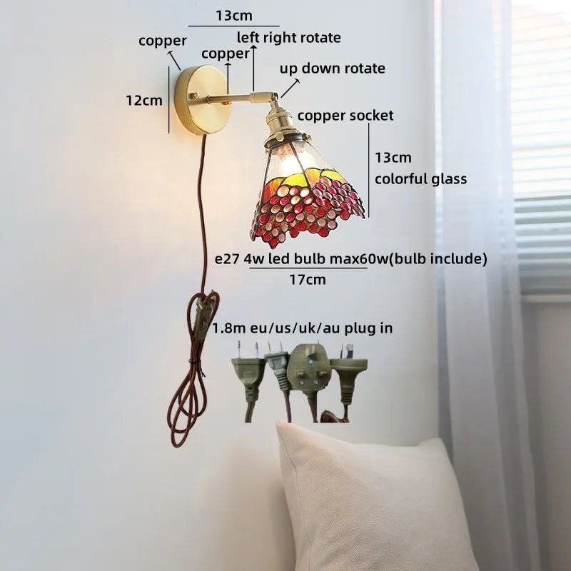 Axyaa Clear Glass Copper Arm LED Wall Sconce Wandlamp