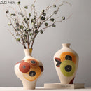 Axyaa Ceramic Vase with Artificial Fruits for Aesthetic Room Decor