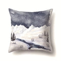 Axyaa Winter Snow Scene Print Pillow Cover for Home Decor 45X45CM