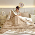 Axyaa Plush Fleece Double Layer Wool Bed Blanket Wool Throw Cozy Blanket