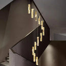 Axyaa Crystal Chandelier Stair Pendant Light Living Room Interior Lighting